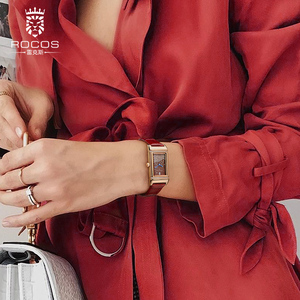 雷克斯ROCOS2022新款小众简约气质方形手表女表防水十大品牌