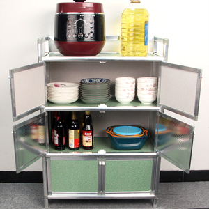 家用碗柜厨房橱柜简易小型放碗铝合金储物柜子经济型出租房置物柜