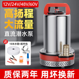 12v抽水泵小型吸水高压电动车电瓶抽水机高扬程直流潜水泵48v60v