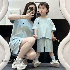 巴拉巴柆韩系2024夏季男童短袖套装网红韩版新款男女童母子亲子装