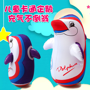 新款儿童动物充气小企鹅 pvc充气玩具卡通不倒翁玩具地摊儿童玩具