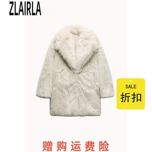 ZA女装 冬季新款时尚人造皮草效果保暖毛毛大衣外套 6318258 712
