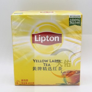 新款立顿黄牌精选红茶S100包速溶袋泡茶200克办公餐饮多口味可选