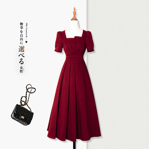 红色连衣裙女法式高端气质精致显瘦平时可穿订婚礼服春夏结婚红裙