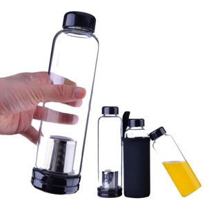 透明玻璃水杯车载便携创意个性黑色简单耐热开水喝茶男女学生水瓶
