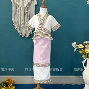 新款西双版纳泼水节傣族服装儿童女傣族半身裙子套装舞蹈演出服夏
