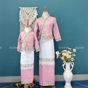 云南傣族服装亲子装女童套装童装秋冬民族演出服母女装拍照写真款