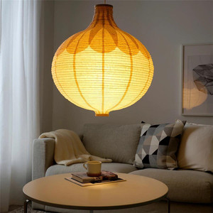 IKEA宜家 里斯比恩 吊灯罩简约田园纸质灯洋葱/米黄色 57 厘米