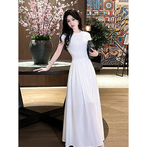 白色连衣裙法式高端精致气质女神范高级感御姐风生日礼服长裙夏季