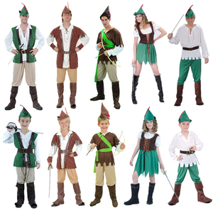 万圣节cosplay成人女精灵衣服耳朵 儿童男绿野仙踪猎人彼得潘服装