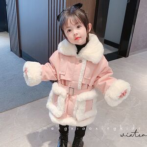女童外套秋冬加绒加厚2021新款儿童韩版洋气保暖大衣宝宝冬装上衣