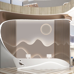 8d现代轻奢新中式线条壁纸简约高档山水壁画前台装饰茶室背景墙纸