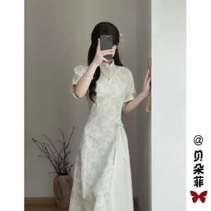新中式国风改良旗袍连衣裙女夏季2024新款少女款日常可穿收腰长裙