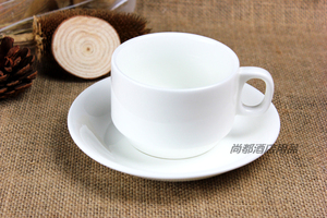 酒店餐厅高档纯白陶瓷水杯茶杯北欧风格咖啡杯咖啡碟配套厂家直销