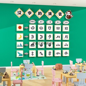 幼儿园教室墙面装饰环创材料主题墙贴成品文字的演变文化KT泡沫板