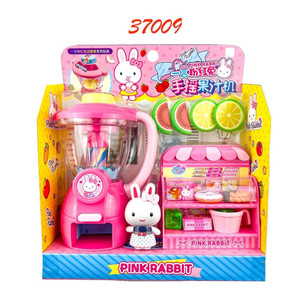 一言粉红兔手动果汁机榨汁机女孩过家家小兔子仿真小家电玩具