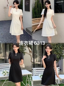 依佰思特6313中国风改良旗袍24年夏季新款女肌理感显瘦短袖连衣裙