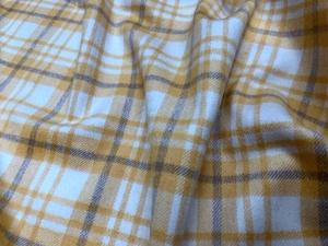 秋冬 减龄学院韩风黄色格子加厚羊毛呢时装面料 大衣外套毛料布料