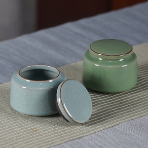 龙泉厂家直销青瓷茶叶罐陶瓷中式复古茶仓家用密封储存罐礼品茶盒