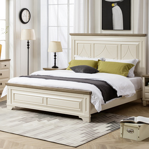 美式床纯实木床双人床2米大床法式奶油风白色主卧家具高箱储物床