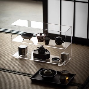 玖楼亚克力茶具收纳架置物架家用透明茶具茶杯茶壶展示架带背板