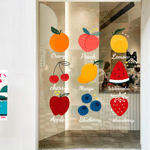 水果店橱窗美化装饰玻璃贴纸生鲜水果超市新鲜美味海报静电玻璃贴