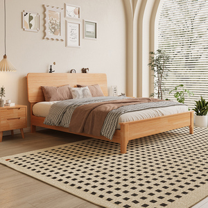北欧全实木床现代简约原木风1.8米双人床主卧高箱可储物家用大床