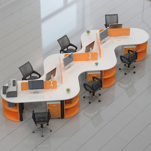 办公家具创意职员办公桌6人位桌椅组合半圆弧形工作台4人员工位桌