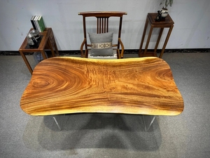 南美胡桃木实木大板茶桌随形桌雨木原木餐桌阳台小茶台异形休闲桌