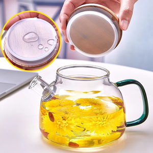 紫丁香玻璃茶壶冷水壶透明玻璃防爆奶高温家用客厅中式花草茶具套