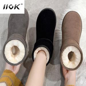 iiok加绒加厚雪地靴女短靴2022冬季新款包帮棉鞋保暖鞋短筒T1018