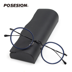 POSESION超轻纯钛眼镜架女复古圆框钛架近视眼镜框男带鼻托眼睛框