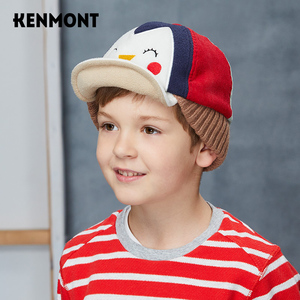 卡蒙3-6岁宝宝帽子男童松紧护耳帽秋冬软帽檐儿童鸭舌帽动物造