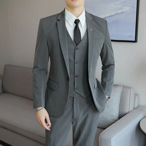 西服套装男2024秋季韩版修身西装商务三件套时尚新郎伴郎礼服外套