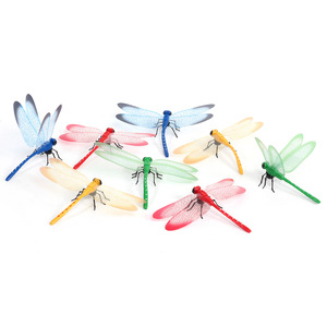 仿真蜻蜓玩具磁性冰箱贴带磁铁有别针蜻蜓插杆蝴蝶 婚庆装饰道具