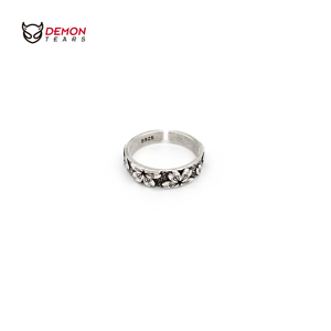 DEMONTEARS【樱花】镀银复古小众设计戒指男女个性开口可调节指环