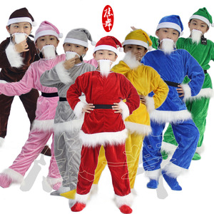 圣诞节服装儿童6件套成人圣诞衣服圣诞装七个小矮人节目演出服装