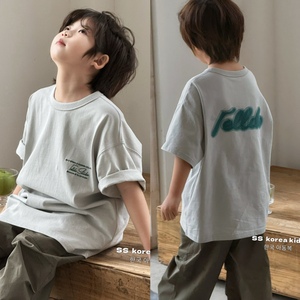SS高端品牌韩国男童短袖T恤2024春夏装儿童打底衫中大童女童上衣