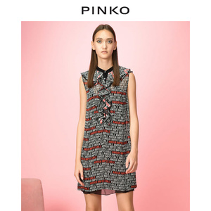 【狂欢价】PINKO女装字母印花无袖连衣裙明星同款 3U10