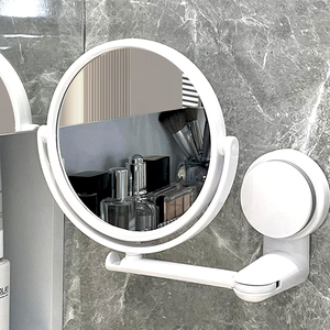 壁挂化妆镜浴室梳妆镜旋转卫生间免打孔挂墙式折叠镜子贴墙伸缩镜
