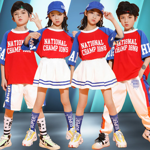 六一儿童爵士舞套装啦啦操运动会表演女童男童拉拉队街舞演出服装