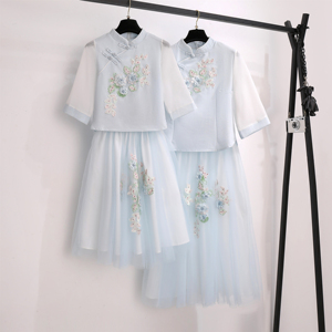 亲子装母女新中式2024新款日常改良版旗袍唐装民国风连衣裙两件套
