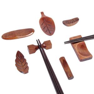日式木筷子架楠木筷子勺子托健康筷枕餐饮工具架树叶哑铃元宝托