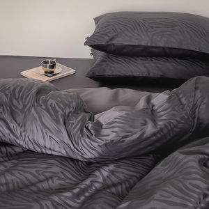 轻奢提花丨120支长绒棉四件套全棉纯棉黑色床单被套1.8米床上用品
