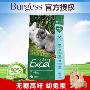 进口Burgess布格斯宠物幼兔高纤维侏儒兔主粮宠物兔兔饲料1.5kg