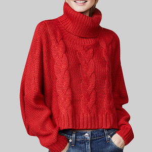 红色圆领撞色套头毛衣女2024年秋装新款宽松打底外套针织内搭上衣