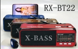 便携式蓝牙音箱带收音机、手电、充电宝、手机支架功能！RX-BT22