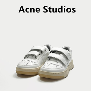 Acne Studios经典魔术贴平底笑脸真皮休闲板鞋运动女鞋小白鞋