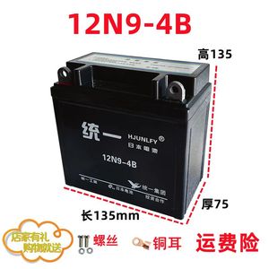 全新正品12N9-4B-1三轮车125太子大型摩托车免维护电瓶纯正产品