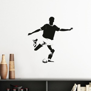 足球运动射门运动员墙贴纸剪影背景墙装饰画可移除贴画
